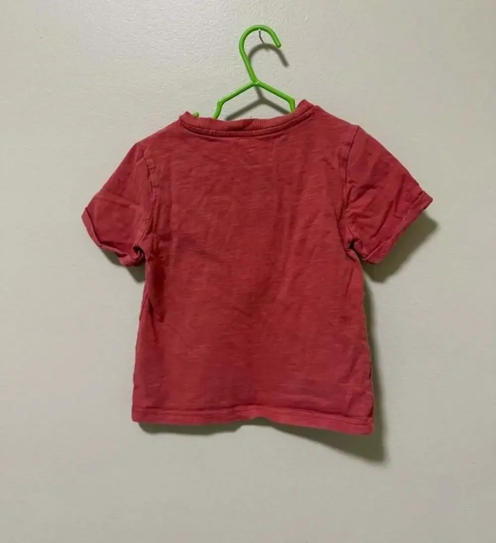 Gymbore Boy's Red Elephant Embroidered Short Sleeve T-Shirt Size 3T